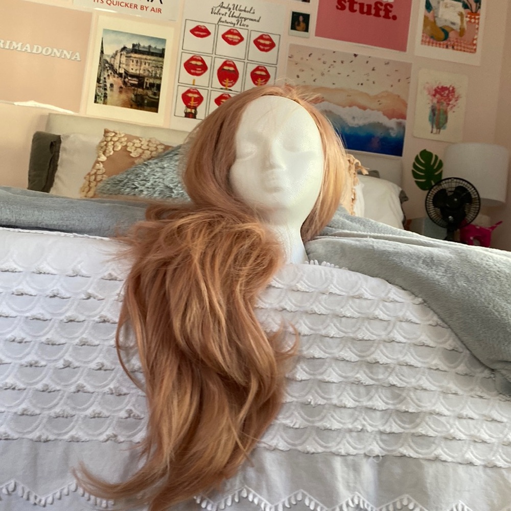 synthetic pink lace front wig
